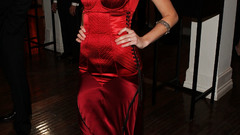 Woman red dress earrings amber heard