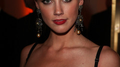 Woman red dress earrings amber heard
