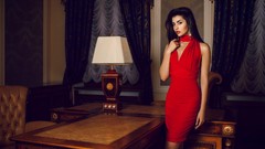 Woman red dress models Aleksandr Mavrin