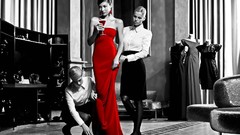 Woman red dress selective