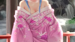 Woman red eyes blush blue hair anime girls touhou hinanawi 