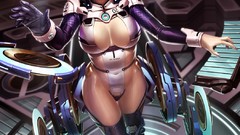 Woman red eyes cleavage artwork galaxy saga futuristic hentai 