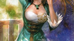 Woman red eyes dynasty warriors artwork video games Wang Yuanji