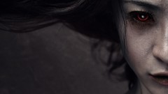 Woman red eyes faces artistic