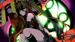 Woman red eyes long hair anime girls hatsune miku vocaloid 