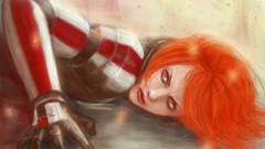 Woman red eyes mass effect commander shepard redheads artwork 