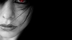 Woman red eyes selective