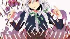 Woman red eyes touhou izayoi sakuya video games