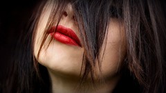 Woman red lipstick