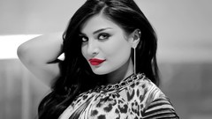 Woman red lipstick grayscale