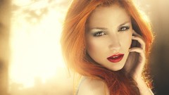 Woman red lipstick redheads