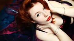 Woman red lipstick redheads