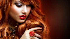 Woman red lipstick redheads