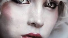 Woman red lipstick White Queen