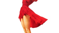 Woman red pinups upskirt