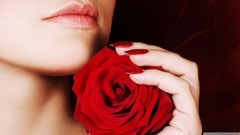 Woman red rose
