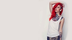 Woman redhead tattoos long hair redheads