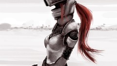 Woman redheads armor