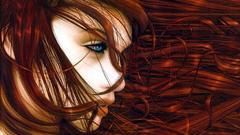 Woman redheads artwork drawings