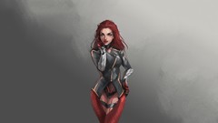 Woman redheads artwork futuristic Simple Background