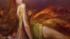 Woman redheads artwork soft shading realistic