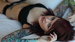 Woman redheads beds piercings