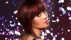 Woman redheads bokeh artwork