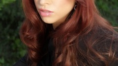 Woman redheads bra black