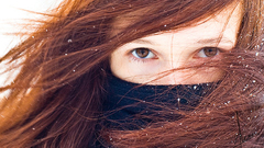 Woman redheads brown eyes