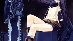 Woman redheads chainsaw horns