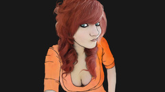 Woman redheads cleavage