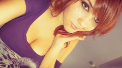 Woman redheads cleavage