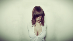 Woman redheads cleavage huge