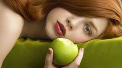 Woman redheads freckles apples