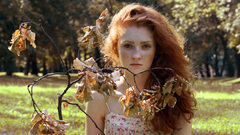 Woman redheads freckles branches