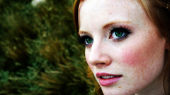 Woman redheads freckles green