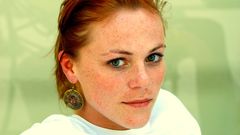 Woman redheads freckles green