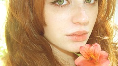 Woman redheads freckles green