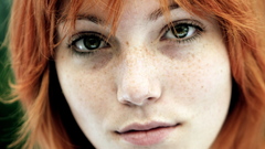 Woman redheads freckles green