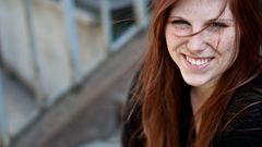 Woman redheads freckles green