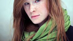 Woman redheads freckles portraits