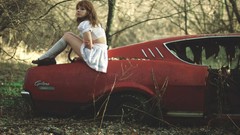 Woman redheads girls with cars