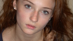 Woman redheads green eyes