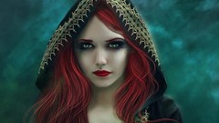 Woman redheads green eyes