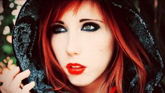 Woman redheads hooded