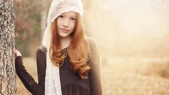 Woman redheads hooded