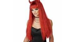 Woman redheads horns corset