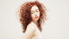 Woman redheads long hair