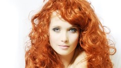 Woman redheads long hair