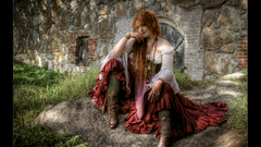 Woman redheads outdoors